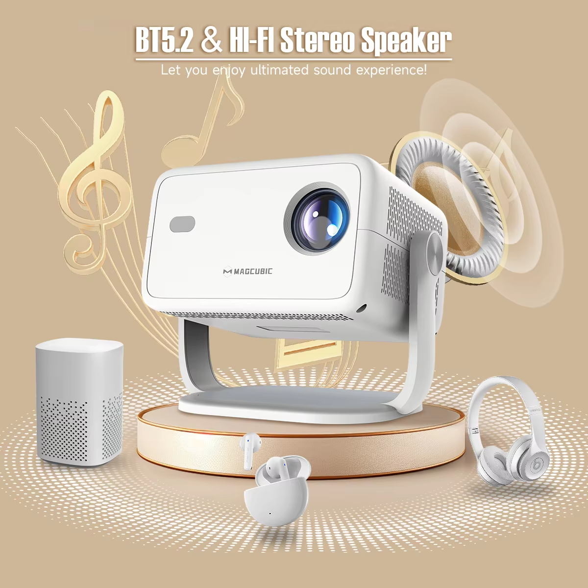 Magcubic L018 Projector 650ANSI Native 1080P Android 11 Auto Focus & Keystone 4K 360° Rotate Wifi6 BT5.2 Airmouse Home Theater better than HY350