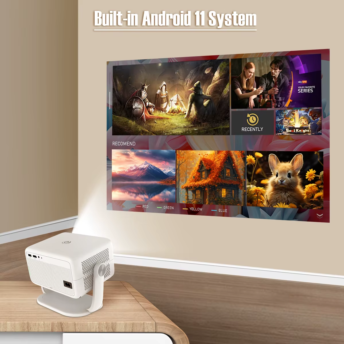 Magcubic L018 Projector 650ANSI Native 1080P Android 11 Auto Focus & Keystone 4K 360° Rotate Wifi6 BT5.2 Airmouse Home Theater better than HY350