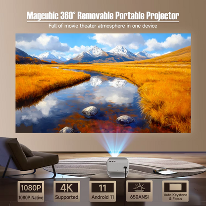 Magcubic L018 Projector 650ANSI Native 1080P Android 11 Auto Focus & Keystone 4K 360° Rotate Wifi6 BT5.2 Airmouse Home Theater better than HY350
