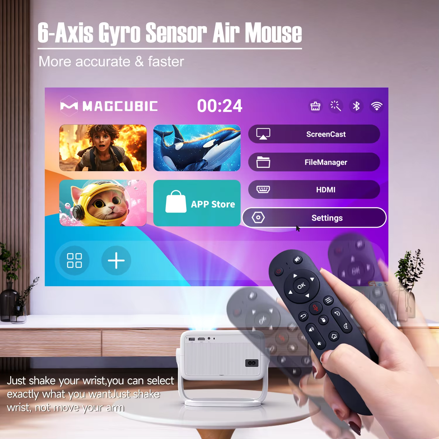 Magcubic L018 Projector 650ANSI Native 1080P Android 11 Auto Focus & Keystone 4K 360° Rotate Wifi6 BT5.2 Airmouse Home Theater better than HY350