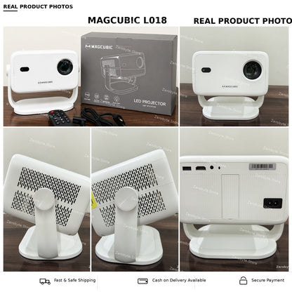 Real Magcubic L018 product photos in Zerobyte.Store approved collage layout