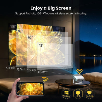 XNANO HA116 projection size and screen mirroring